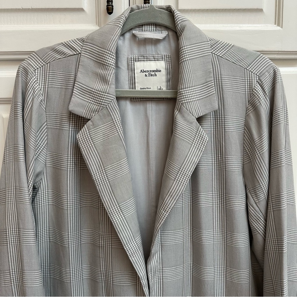 Abercrombie & Fitch Gray & White Plaid Blazer Size Large - Picture 8 of 15